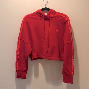 Adidas red cropped hoodie